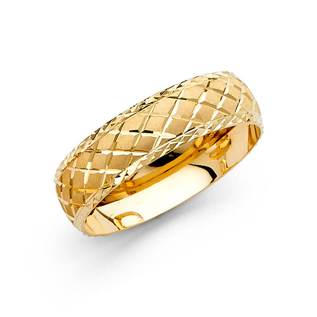 14K Yellow Gold Florentine Wedding Trio Set on White Background