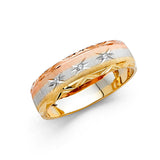 14K Tricolor Gold Braided Wedding Trio Set on White Background