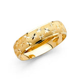 14K Yellow Gold Diamond-Cut Wedding Trio Set on White Background