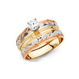 14K Tricolor Gold Ribbon Wedding Trio Set
