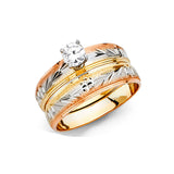 14K Tricolor Gold Ribbon Wedding Trio Set