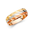 14K Tri-Color Gold Diamond-Cut Diagonal Facet Men's Wedding Band