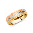 14K Tri-Color Gold Diamond-Cut Stripe Men's Wedding Band