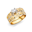 14K Two-Tone Gold Swirl Wedding Trio Set