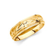 14K Yellow Gold Diamond-Cut Leaf & Cross Men's Wedding Band
