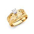 14K Yellow Gold Leaf Wedding Trio Set