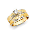 14K Two-Tone Gold Leaf Wedding Trio Set