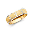14K Two-Tone Gold Brushed Cross Men's Wedding Band