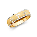 14K Two-Tone Gold Brushed Cross Men's Wedding Band