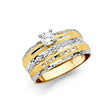 14K Two-Tone Gold Ribbon Wedding Trio Set
