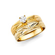 14K Two-Tone Gold Starburst Wedding Trio Set