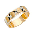 14K Two-Tone Gold 6mm Diamond-Cut Star and Milgrain Wedding Band