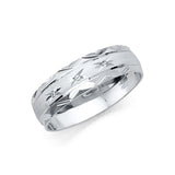 14K White Gold Diamond-Cut Starburst Men's Wedding Band