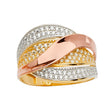 14K Tricolor Gold Pavé Dome Crossover Ring