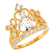 14K Yellow Gold 15 Años Crown Ring