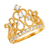 14K Yellow Gold Quinceañera Crown Ring