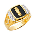 14K Yellow Gold Onyx San Judas Men's Ring