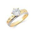 14K Two-Tone Gold Round Six-Prong Celestial Engagement Ring