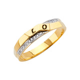 14K Two-Tone Gold Love Engraved Men's Wedding Band