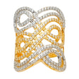 14K Two-Tone Gold Pavé Infinity Crossover Ring on White Background