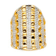 14K Two-Tone Gold Pavé Striped Dome Statement Ring on White Background