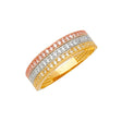 14K Tricolor Gold Pavé Slim Band on White Background
