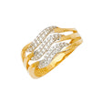 14K Two-Tone Gold Pavé Bypass Ring on White Background