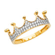 14K Two-Tone Gold Crown Tiara Ring on White Background