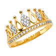 14K Two-Tone Gold Jeweled Tiara Ring on White Background