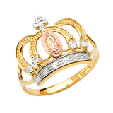 14K Tri-Color Gold Crown Guadalupe Ring