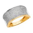 14K Two-Tone Gold Micro-Pavé Wide Band Ring on White Background
