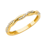 14K Yellow Gold Braided Micro-Pavé Band Ring on White Background