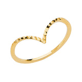 14K Yellow Gold Diamond-Cut V-Shape Chevron Band Ring