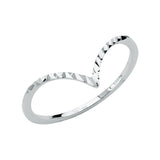 14K White Gold Diamond-Cut V-Shape Chevron Band Ring