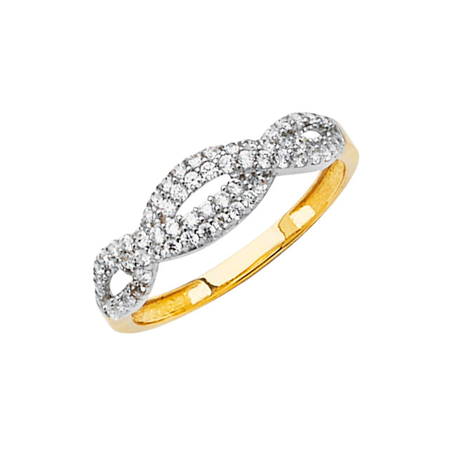 14K Yellow Gold Infinity Twist Pave Ring
