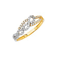 14K Yellow Gold Braided Crossover Pave Ring