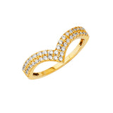 14K Yellow Gold V-Shape Chevron Pave Ring