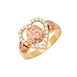 14K Two-Tone Gold Quinceanera 15 Anos Heart-Frame Ring