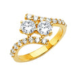 14K Yellow Gold Double-Round Bypass Ring on White Background