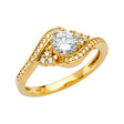 14K Yellow Gold Round Bypass Solitaire Engagement Ring on White Background