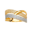 14K Tricolor Gold Multi-Line Wave Ring on White Background