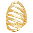 14K Yellow Gold Elongated Open-Cage Cocktail Ring on White Background