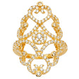 14K Yellow Gold Filigree Marquise Cocktail Ring on White Background