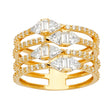 14K Yellow Gold Five-Row Open Band Ring on White Background
