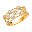 14K Yellow Gold Floral Cluster Openwork Band Ring
