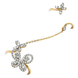14K Two-Tone Gold Butterfly Two-Finger Chain Ring