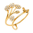 14K Yellow Gold Floral Spray Adjustable Ring on White Background
