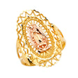 14K Two-Tone Gold Filigree Oval Guadalupe Ring