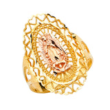 14K Two-Tone Gold Filigree Oval Guadalupe Ring