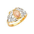 14K Tricolor Gold Interlocking Loop Guadalupe Ring on White Background